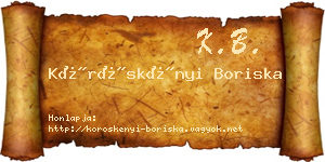 Köröskényi Boriska névjegykártya